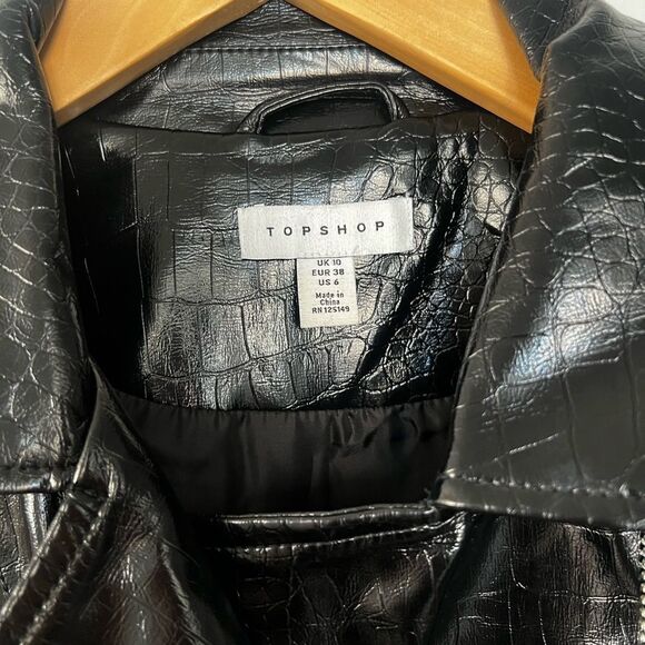 TOPSHOP Black Faux Leather Jacket Size 6 - Picture 4 of 8